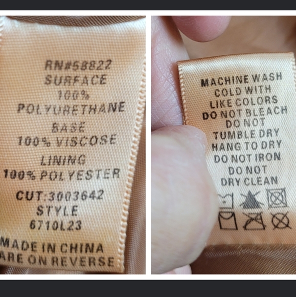 Max Studio Women's caramel tan aged Faux Leather moto biker jacket, L - Picture 11 of 16